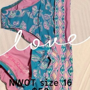 Lilly Pulitzer Teal & Pink Floral Print Bikini Bottoms